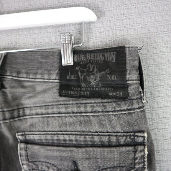 True Religion Ricky Thick Stitch Flare Denim Distressed 31 - Picture 6 of 8